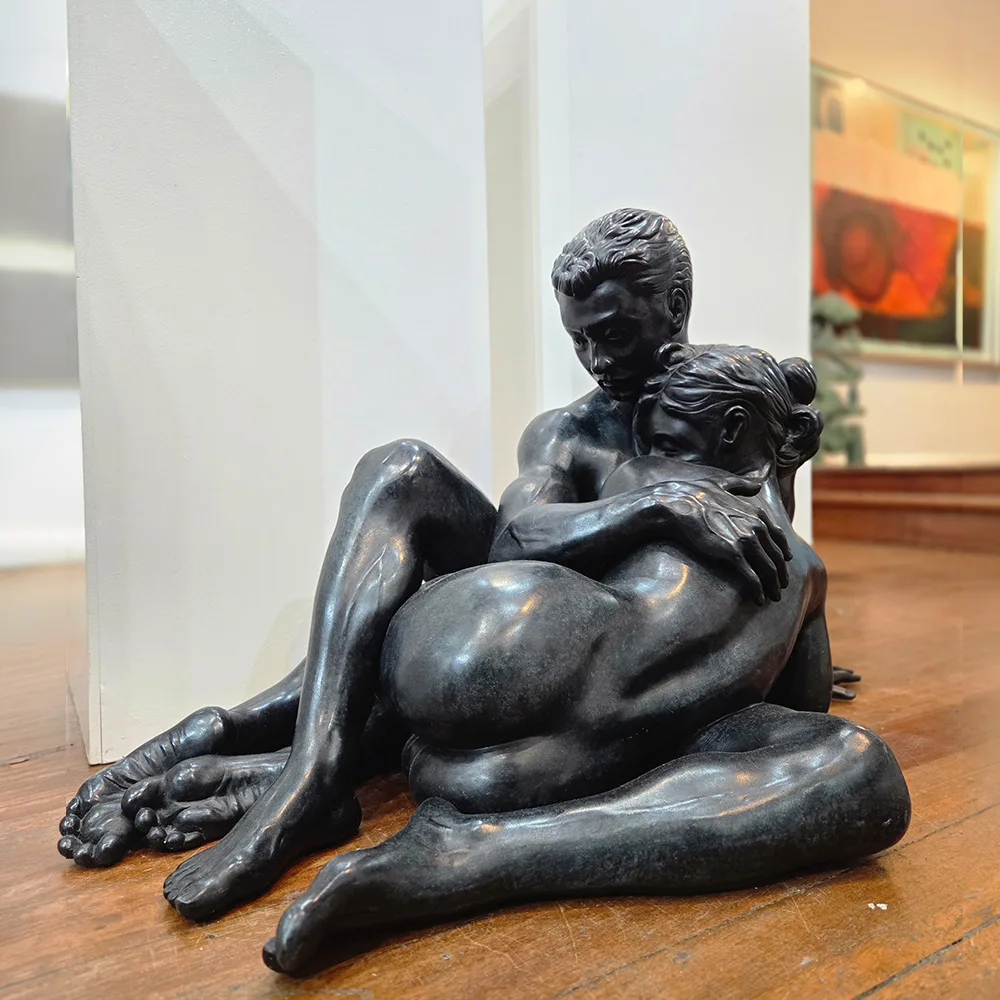 Joseph & Lita - 85x85x45cm bronze sculpture nude