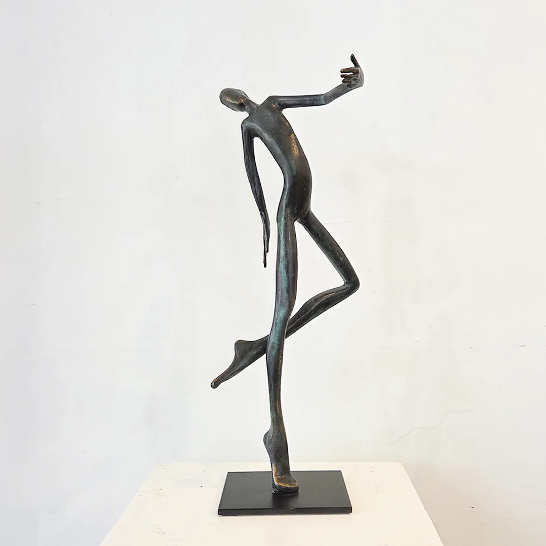 Twist & Turn - 46cm h bronze Interior sculpture by Denise Murray — figurative dance sculpture, SOHO Galleries Sydney