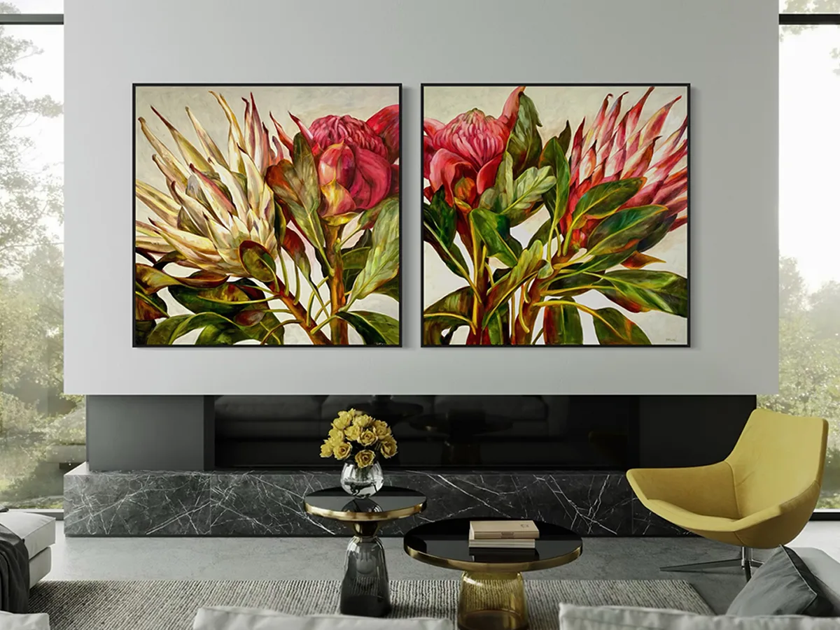 bush Symphony - 120x120cm (pair) bush symphony - Australian natives painting - original art
