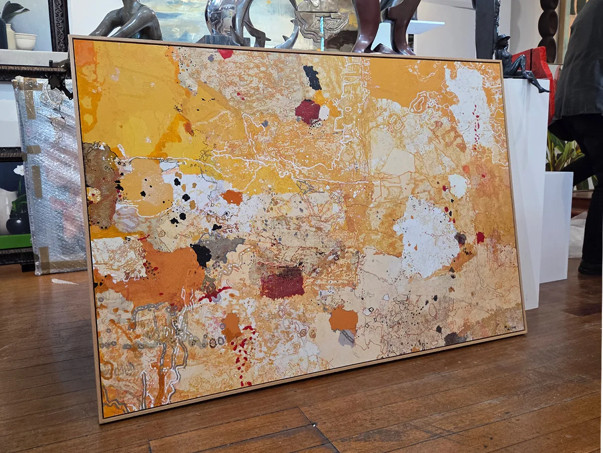 Waterholes in great sandy desert - 150x100cm Australian landscape painting by Greg Mallyon — original art, SOHO Galleries Sydney