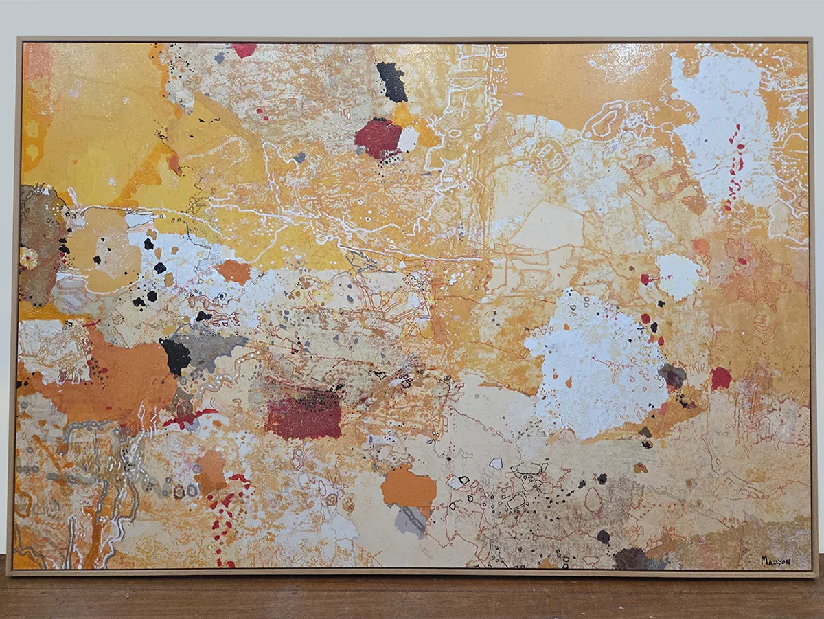 Waterholes in great sandy desert - 150x100cm Australian landscape painting by Greg Mallyon — original art, SOHO Galleries Sydney