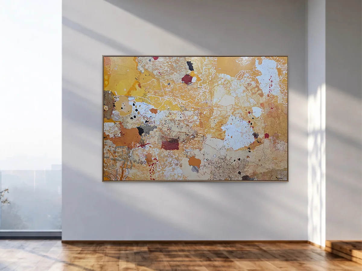 Waterholes in great sandy desert - 150x100cm Australian landscape painting by Greg Mallyon — original art, SOHO Galleries Sydney
