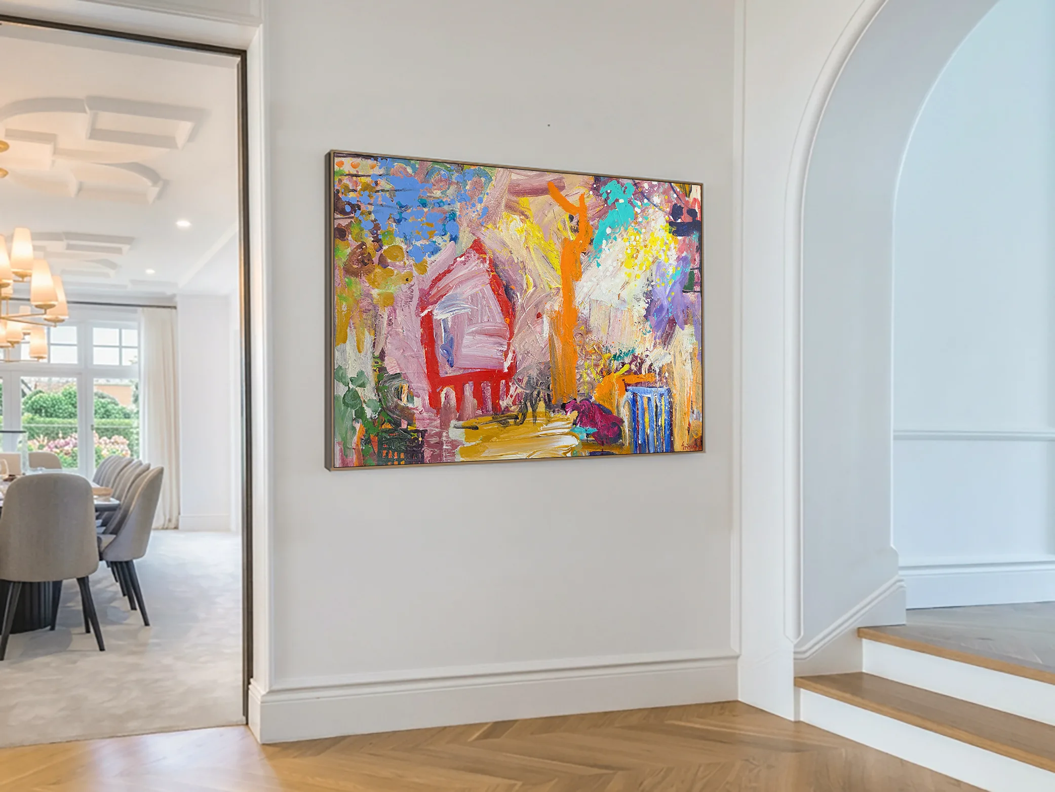 Red House on the edge of town - 150x100cm original australian art. peter griffen landscape painting