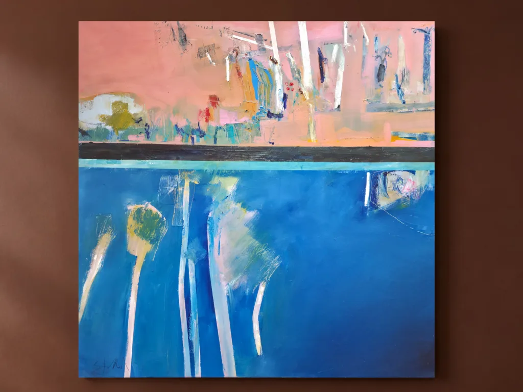 Phil Stallard Orignal Artwork-oil on canvas, blue abstract lounge room art