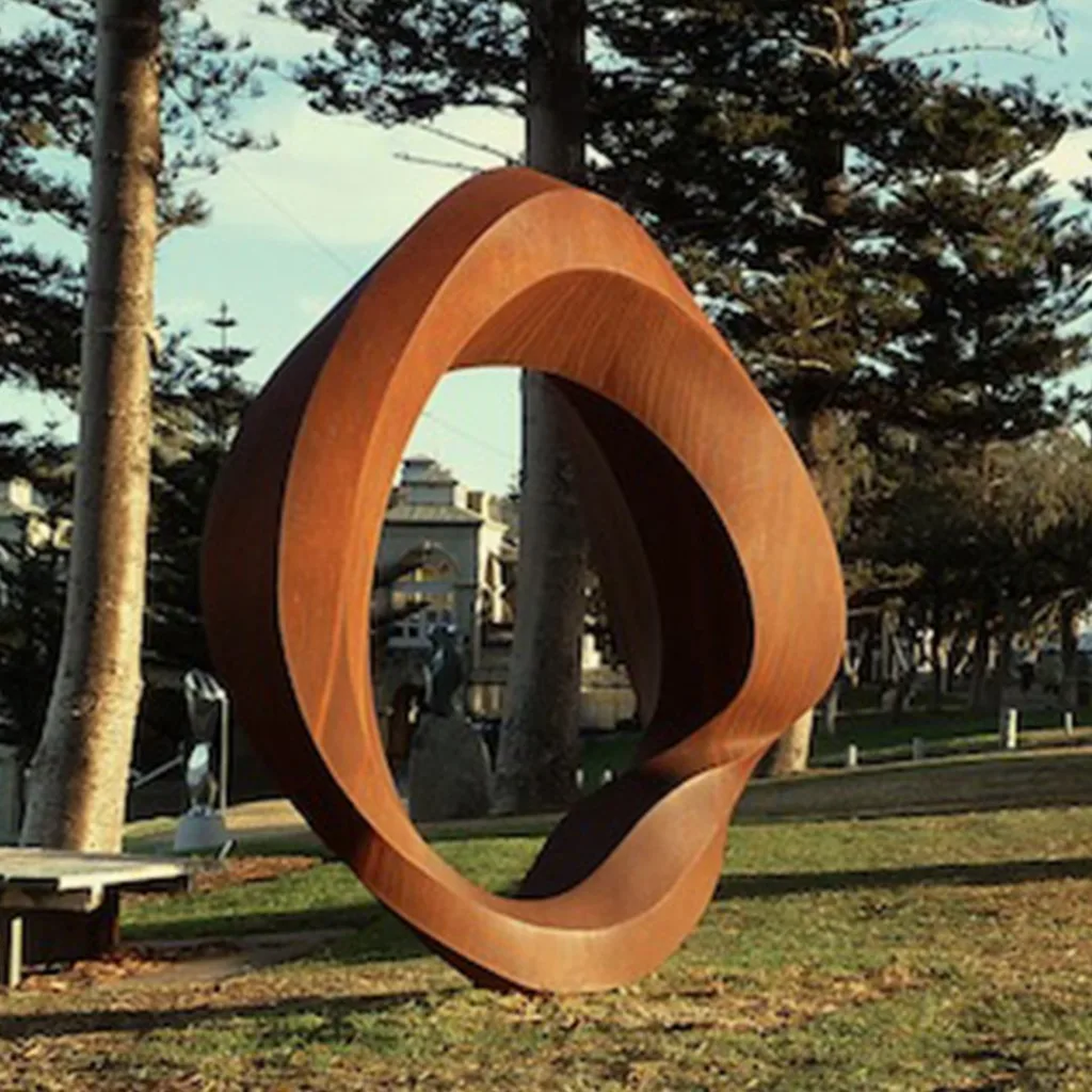 Cycles Corten-steel garden sculpture by Ben Storch, SOHO Galleries Sydney