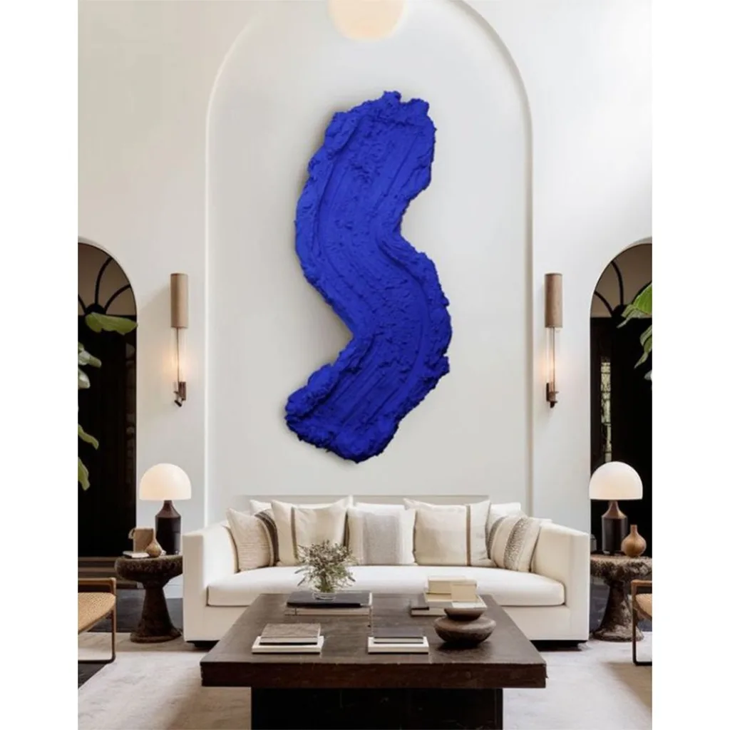 Henryk Lobaczewski S-Stroke wall sculpture, primary colours (blue in room), SOHO Galleries Sydney