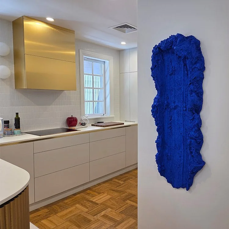 Henryk Lobaczewski Stroke wall sculpture, primary colours (blue in kitchen), SOHO Galleries Sydney