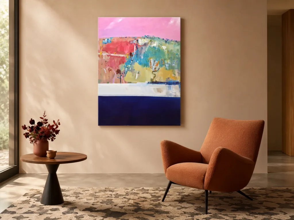 Phil Stallard Orignal Artwork-oil on canvas, blue abstract lounge room art