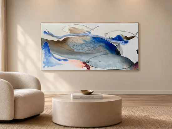 Conchita Carambano Ice Mountain Swim by Conchita Carambano – mixed media on canvas painting, 153x76cm – SOHO Galleries Sydney