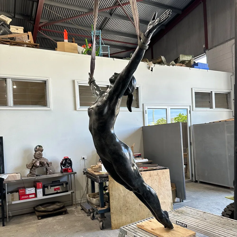 Phillip Piperides Diver bronze sculpture in the studio, SOHO Galleries Sydney