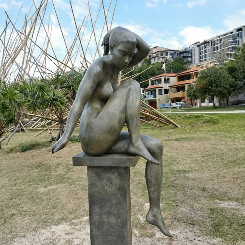 Phillip Piperides Reflections, Bather bronze sculpture by the beach, SOHO Galleries Sydney