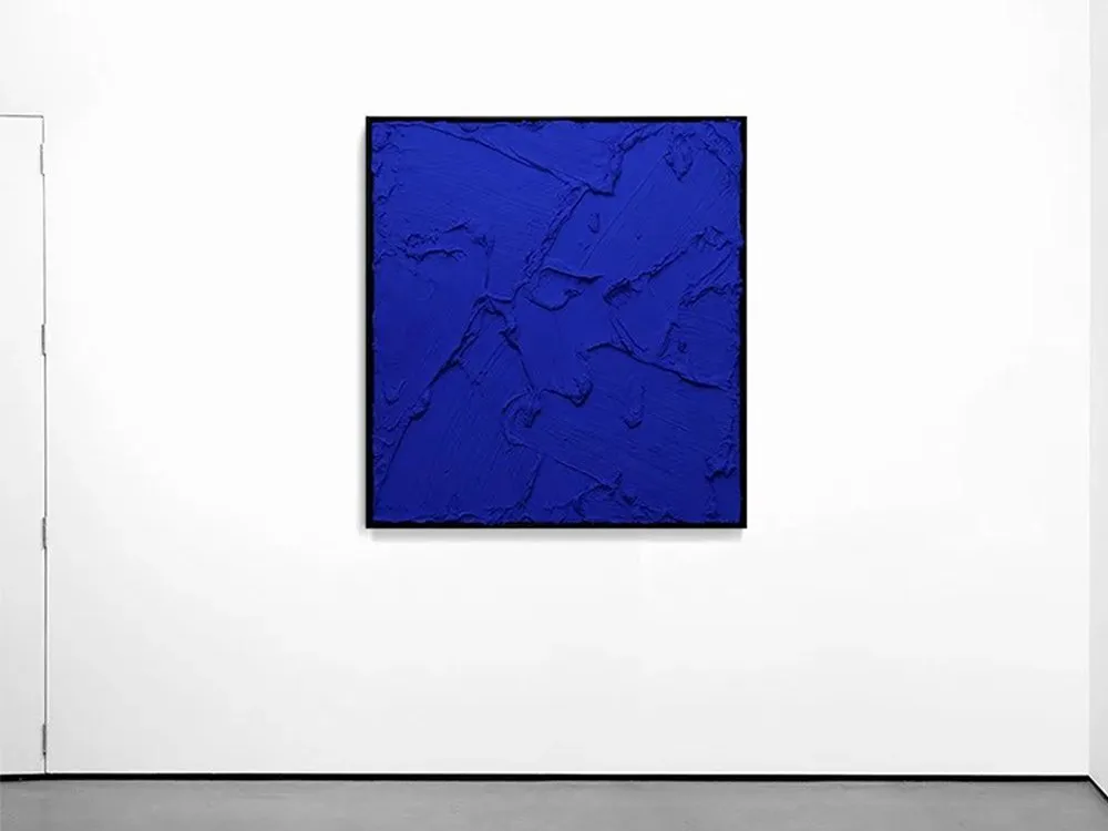 Solid State, Ode to Yves by Henryk Lobaczewski – acrylic and gel on canvas painting, 120x130cm (view 2) – SOHO Galleries Sydney