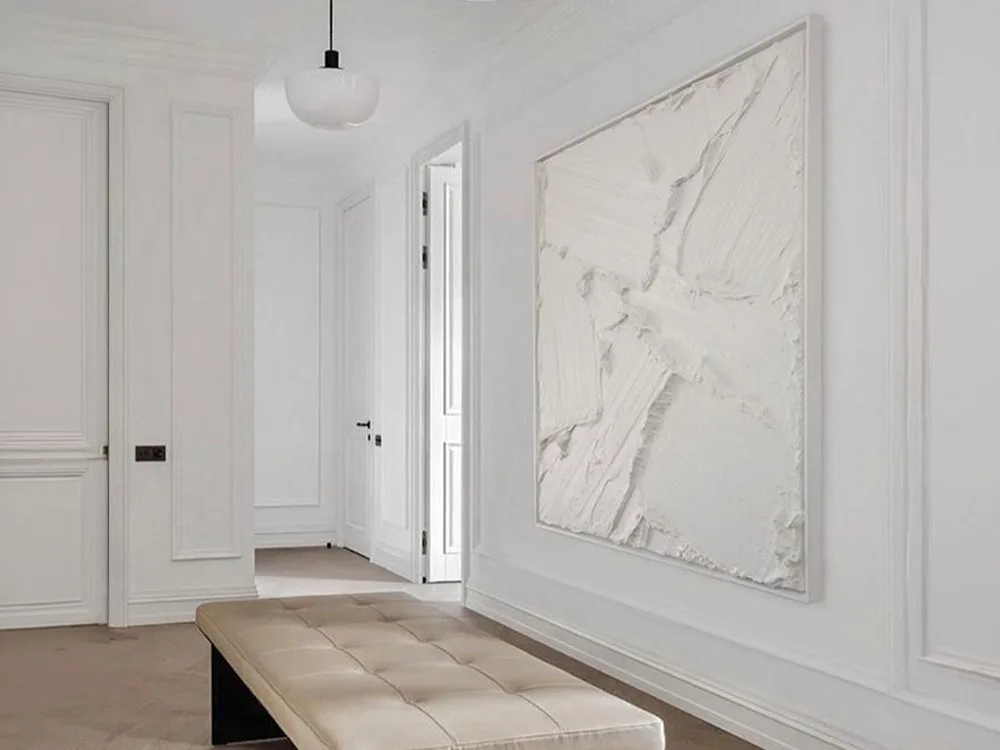 Solid State, Off-White – & 150x160cm by Henryk Lobaczewski – acrylic and gel on canvas painting, 120x130cm (view 6) – SOHO Galleries Sydney